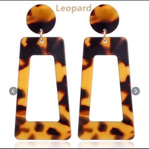Boho Leopard Print Geometric Statement Earrings
